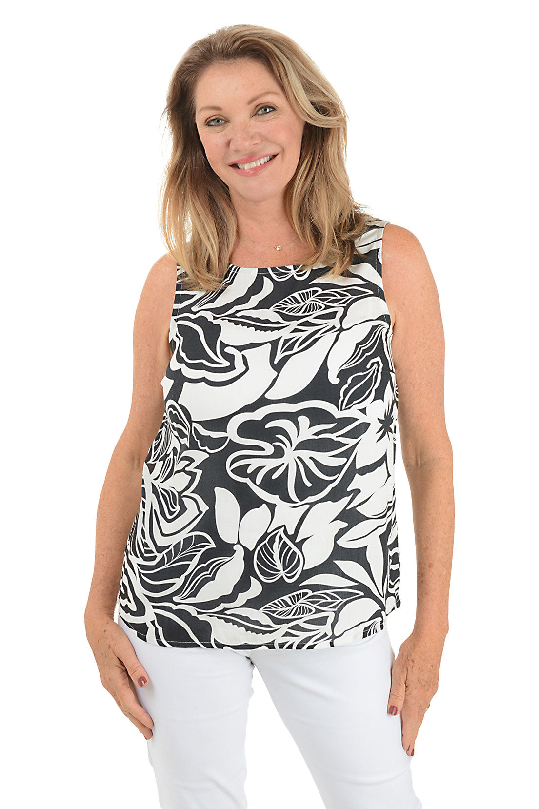 Monstera Leaf Sleeveless Blouse