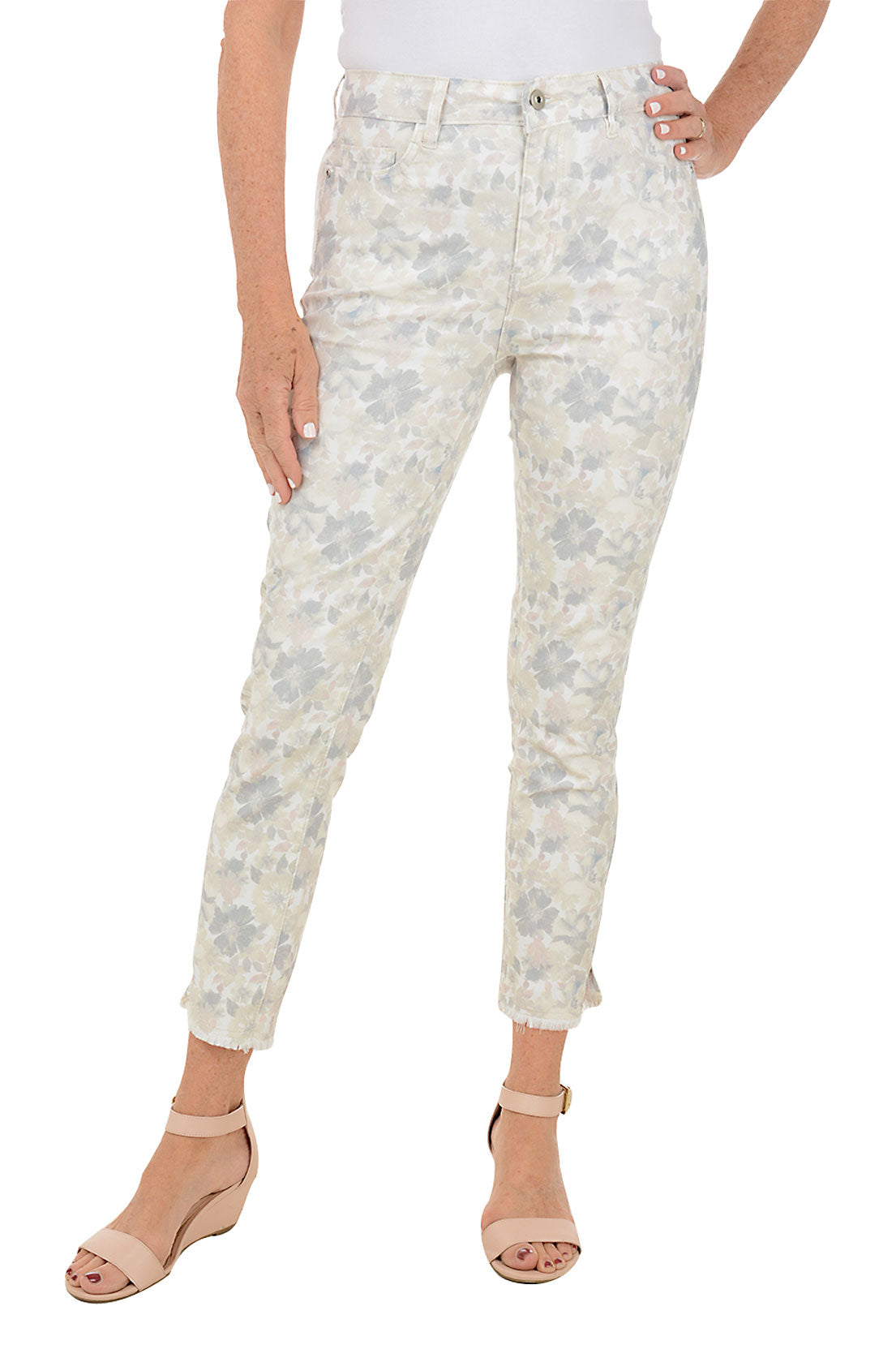 Floral Mirage Denim Twill Ankle Pant