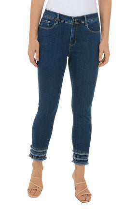 Triple Frayed Denim Crop Pant