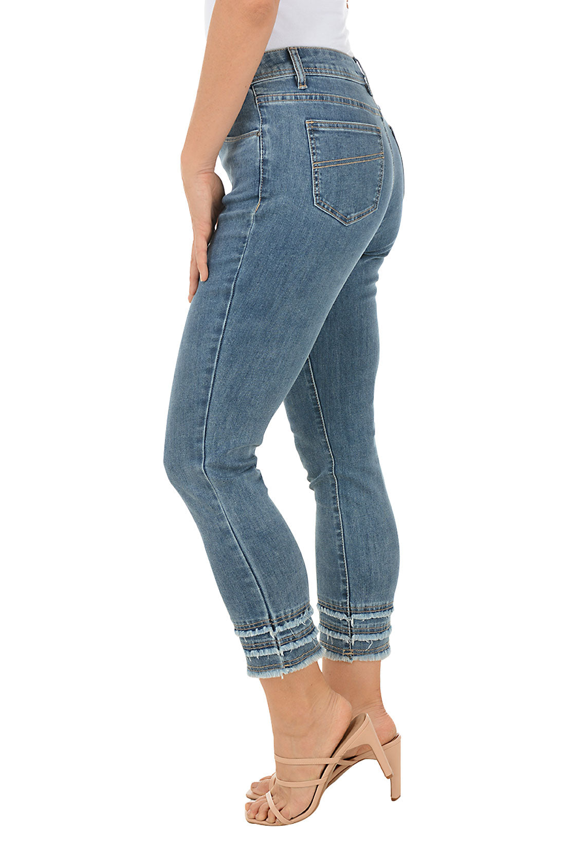 Triple Frayed Denim Crop Pant