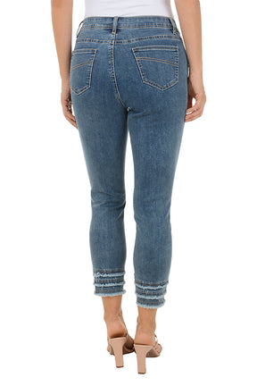 Triple Frayed Denim Crop Pant