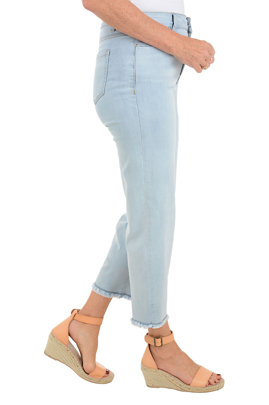 Embroidered Petunia Frayed Denim Ankle Pant