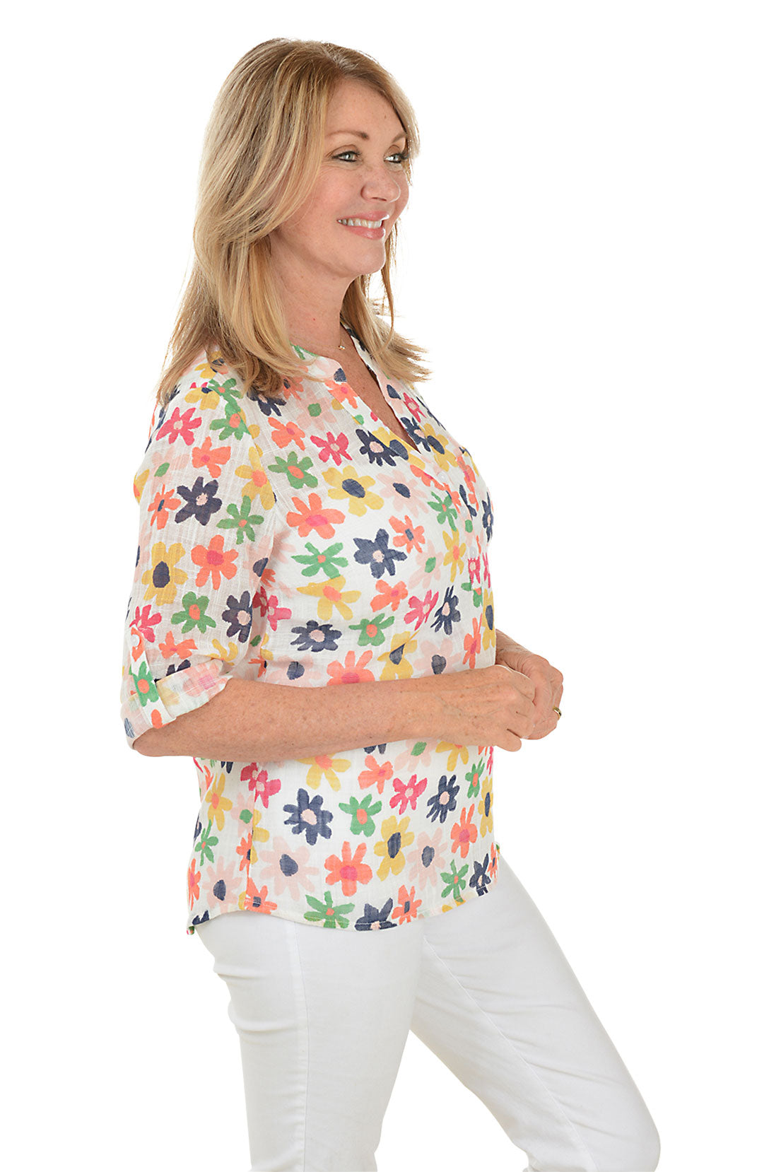 Daisy Garden Gauze Henley Blouse