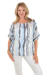 Wavy Stripes Gauze Boxy Blouse