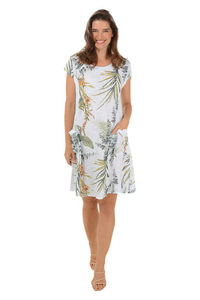 Fern Forest Cap Sleeve Dress