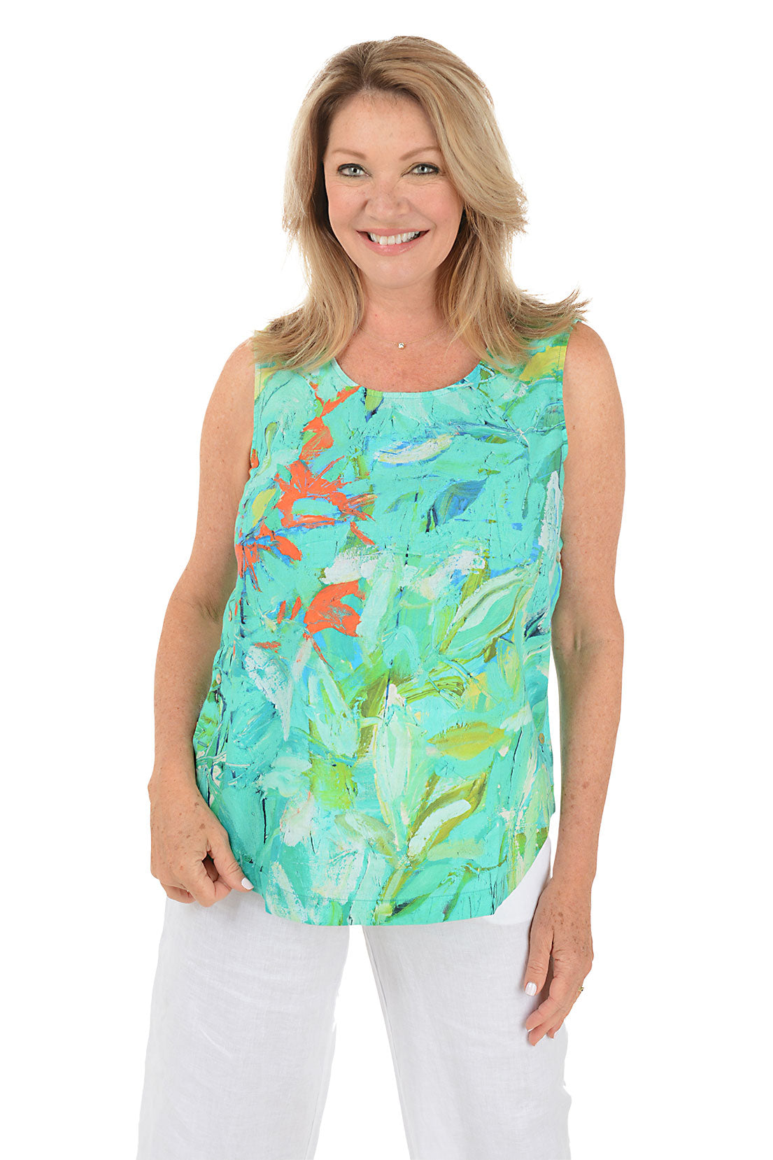 Paint Strokes Linen-Blend Tank