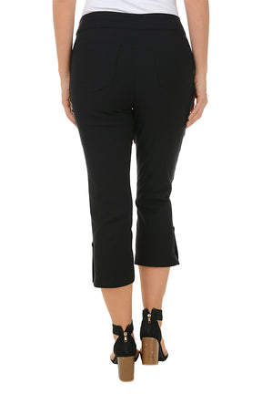 Pull-On Button Hem Capri Pant