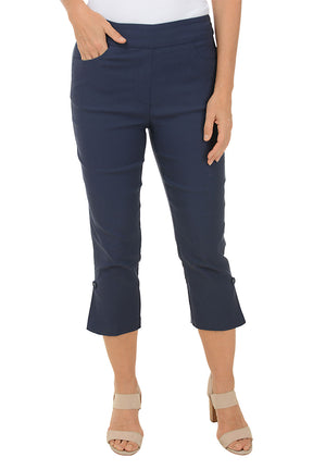 Pull-On Button Hem Capri Pant