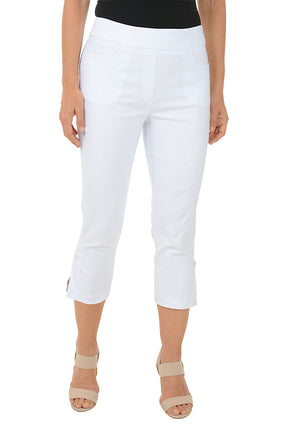 Pull-On Button Hem Capri Pant