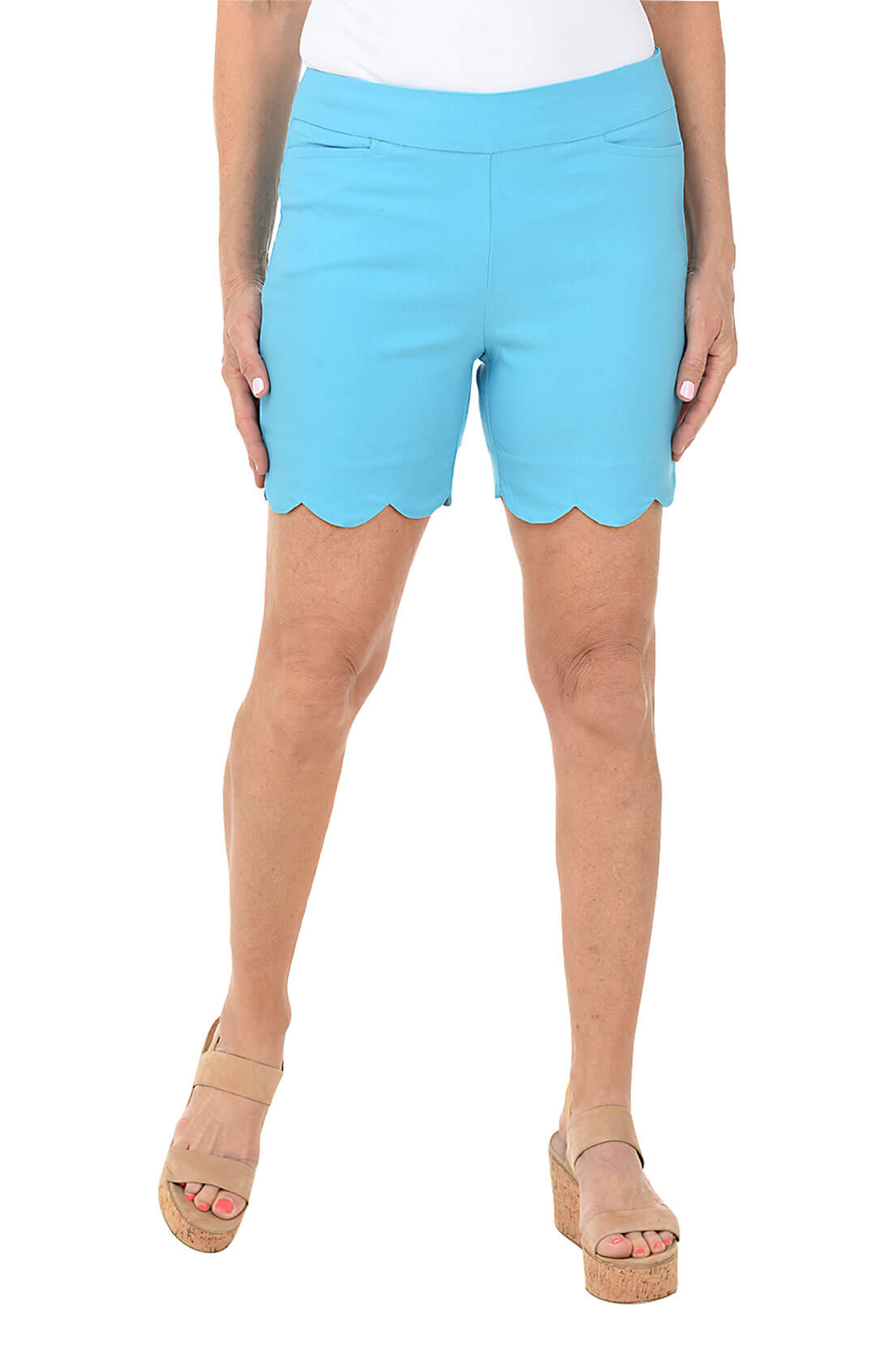 Lulu-B Clear Coral Bangladine Scallop Beach Shorts – Belle Lees Boutique