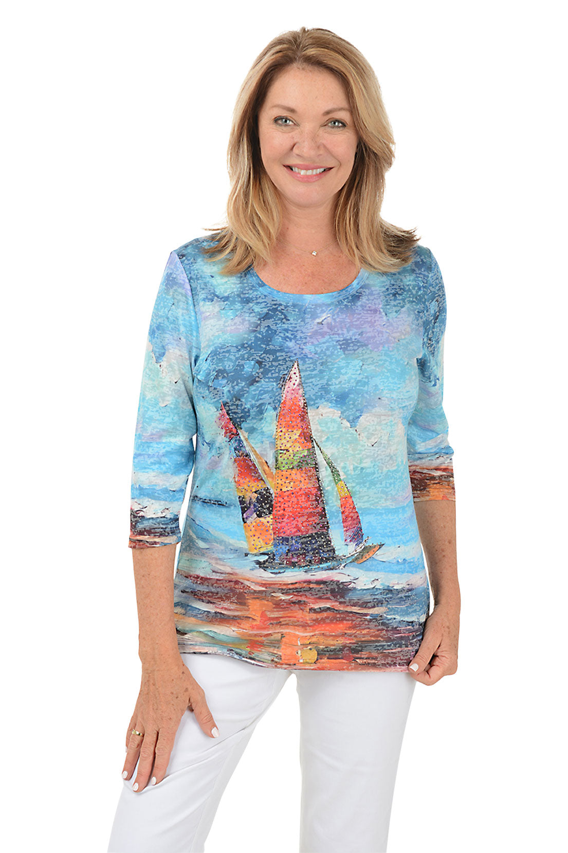 Sailboat Jeweled Knit Top