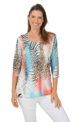 Leopard Neon Jeweled Knit Top