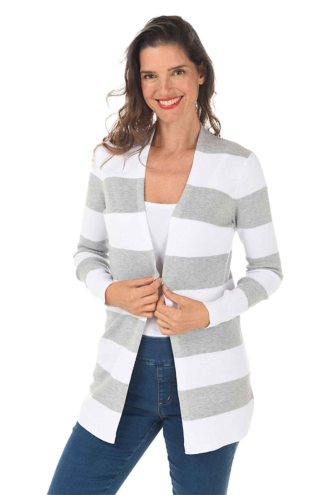 Striped Waffle Knit Cardigan