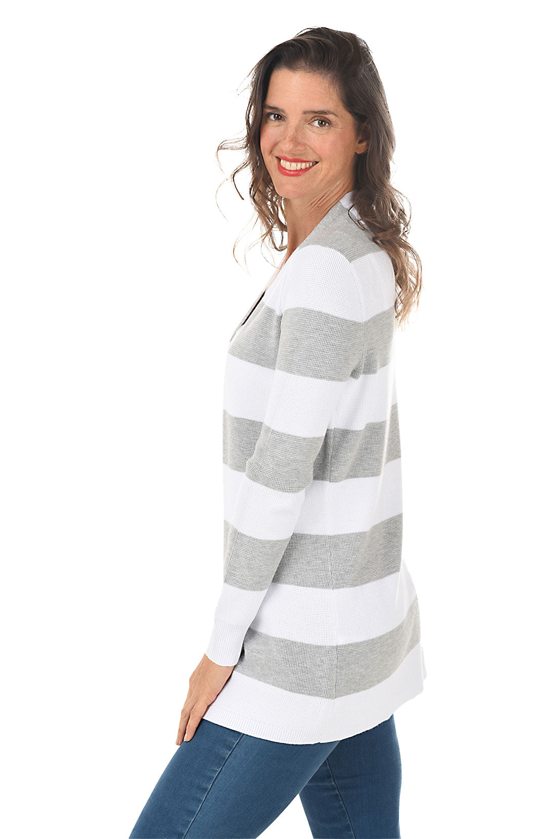 Striped Waffle Knit Cardigan