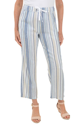 Natural Blue Striped Linen Blend Pant