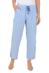 Chambray Triple Striped Linen Blend Pant