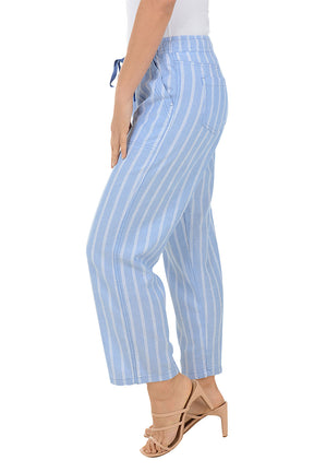 Chambray Triple Striped Linen Blend Pant