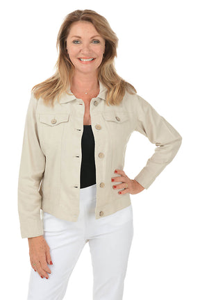 Button-Front Linen-Blend Jacket