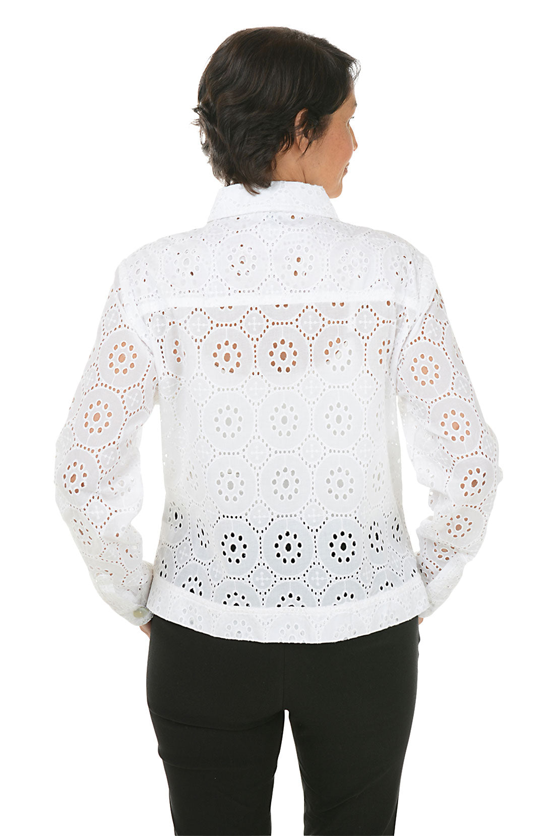 Eyelet Cotton Button-Front Jacket