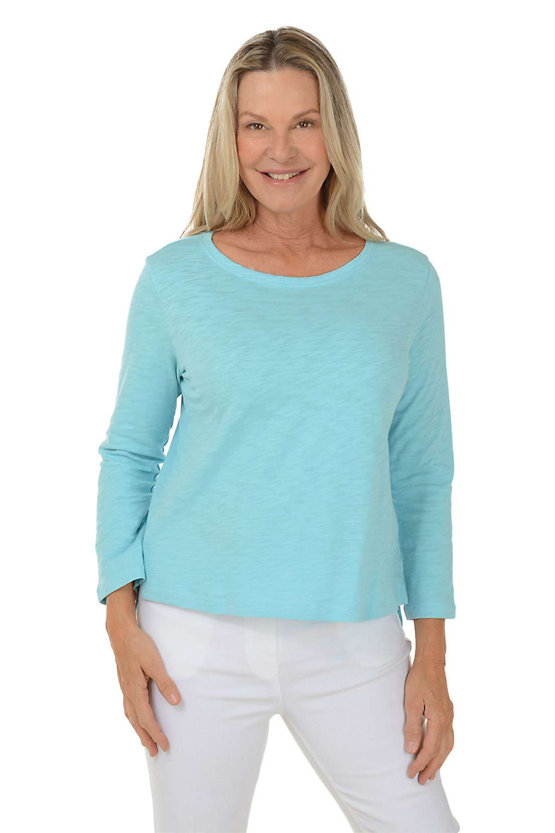 High-Low 3/4 Sleeve Knit Top