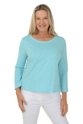 High-Low 3/4 Sleeve Knit Top