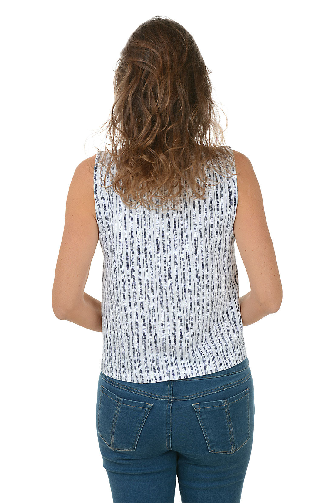 Dashed Stripes V-Neck Tank