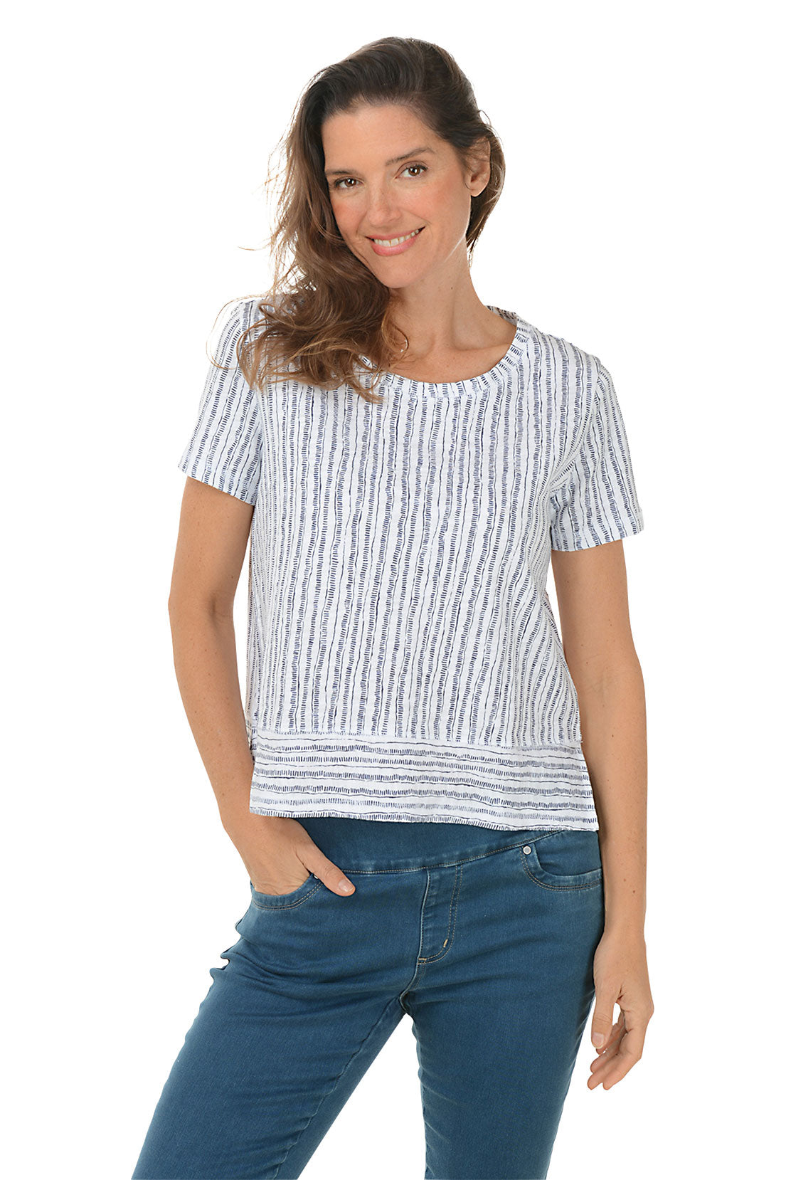 Dashed Stripes High-Low Tee