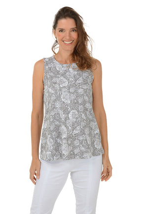 Batik Shell Seamed Scoop Neck Tank