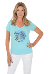 Sky Sunflower V-Neck Tee