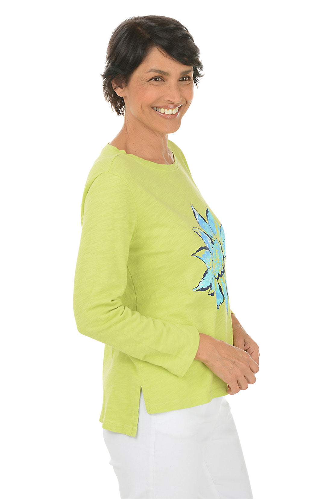 Daiquiri Painted Sunflower 3/4 Sleeve Top