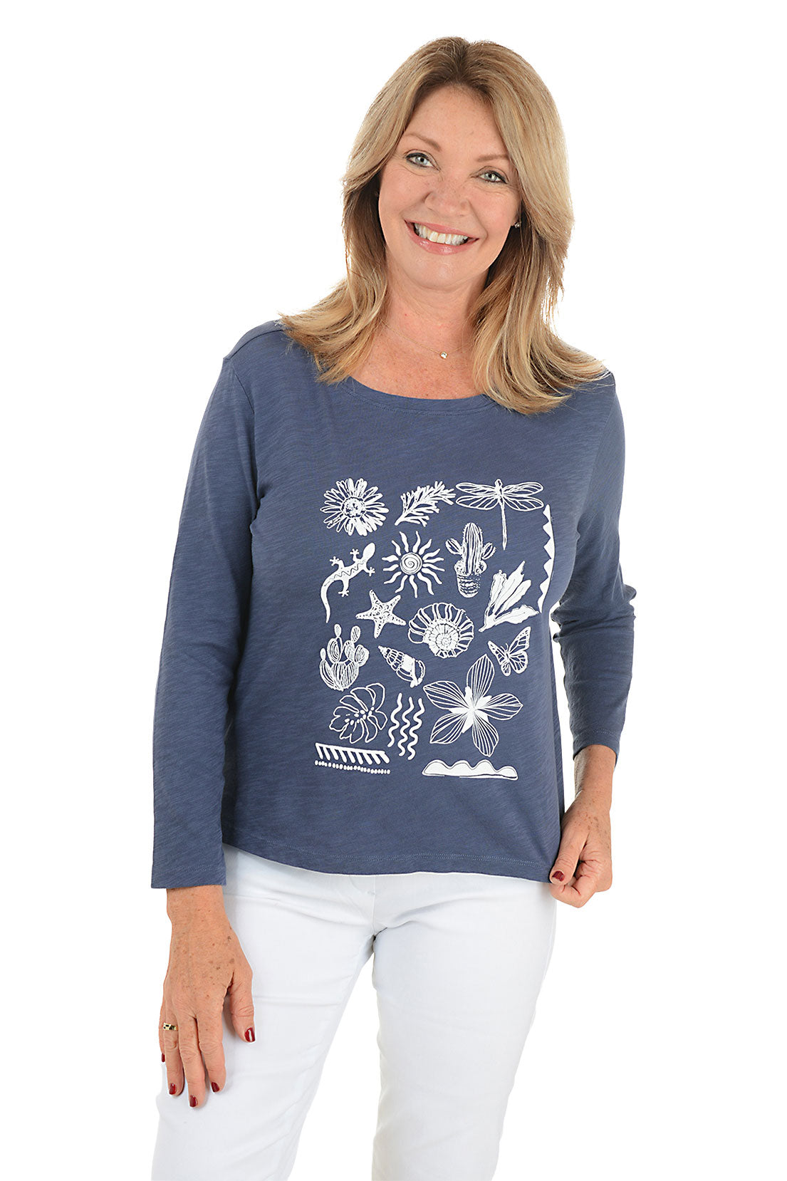 Navy Nature Collection 3/4 Sleeve Top