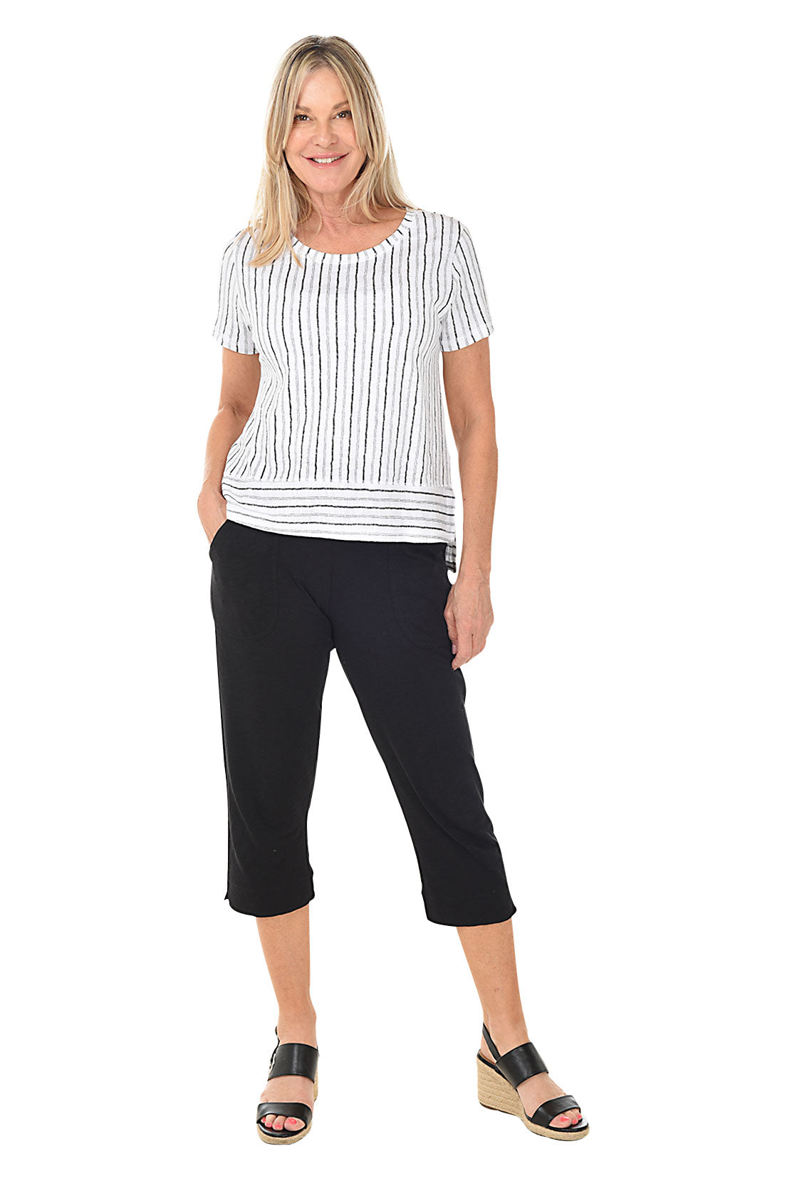 Pull-On Slub Knit Capri Pant