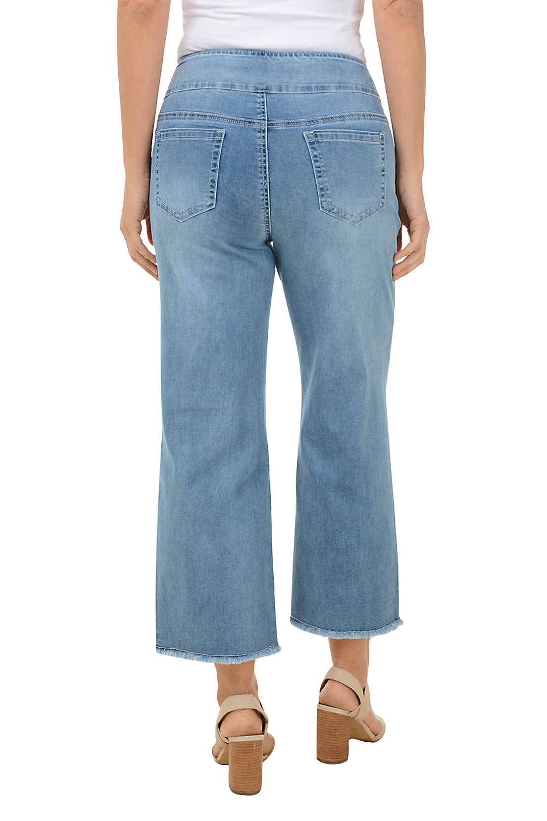 Rhinestone Striped Wide Leg Denim Pant