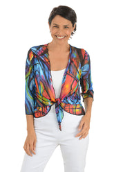 Mosaic Mesh Tie-Front Shrug