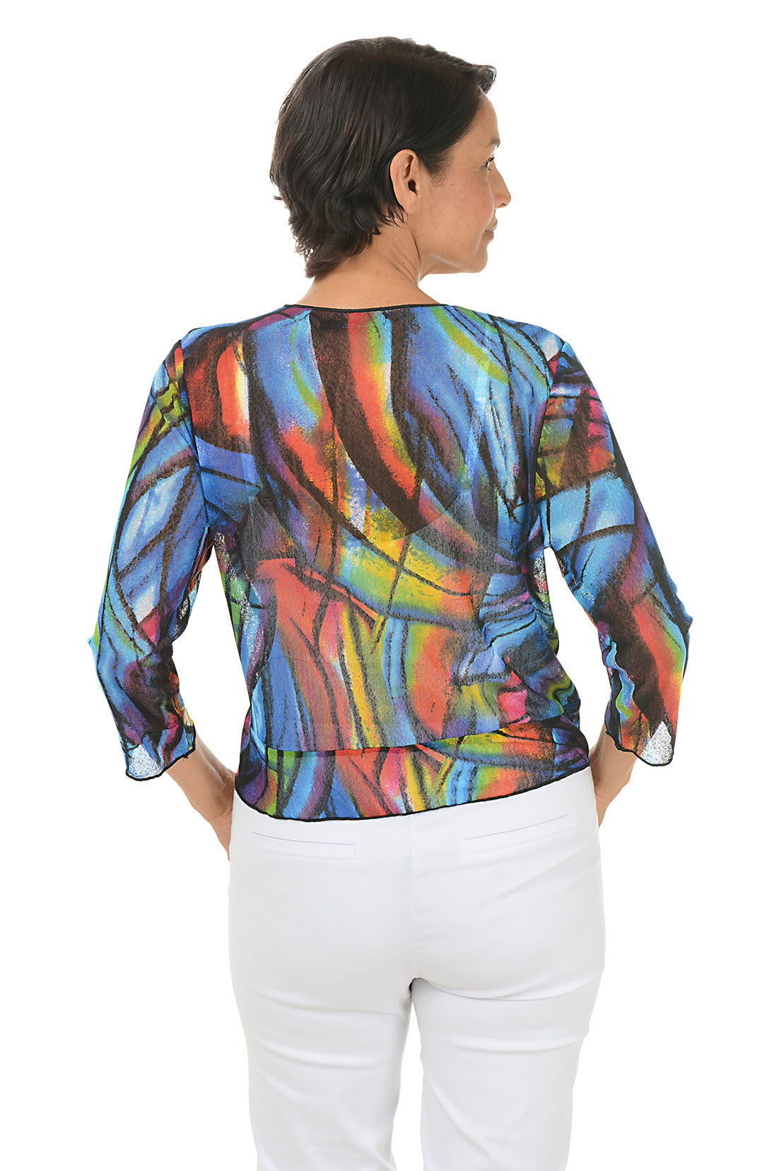 Mosaic Mesh Tie-Front Shrug