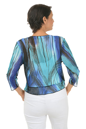 Blue Lines Mesh Tie-Front Shrug