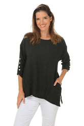 Pleated Button Sleeve Crinkle Blouse