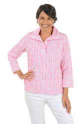 Crinkle Plaid Sammy Collared Blouse