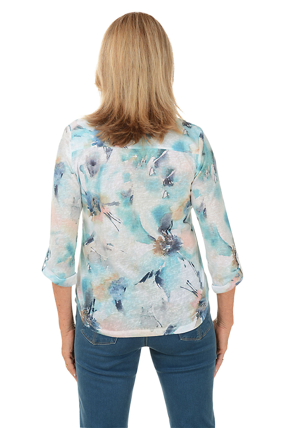 Floral Pool Triple Button Henley Top