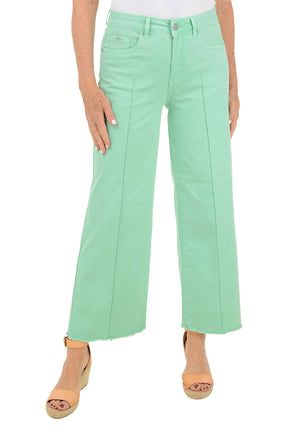 Pintuck Wide Leg Denim Twill Ankle Pant