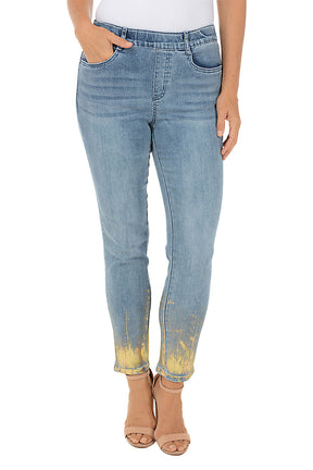 Gold Paint Denim Ankle Pant