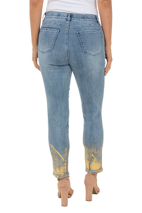 Gold Paint Denim Ankle Pant