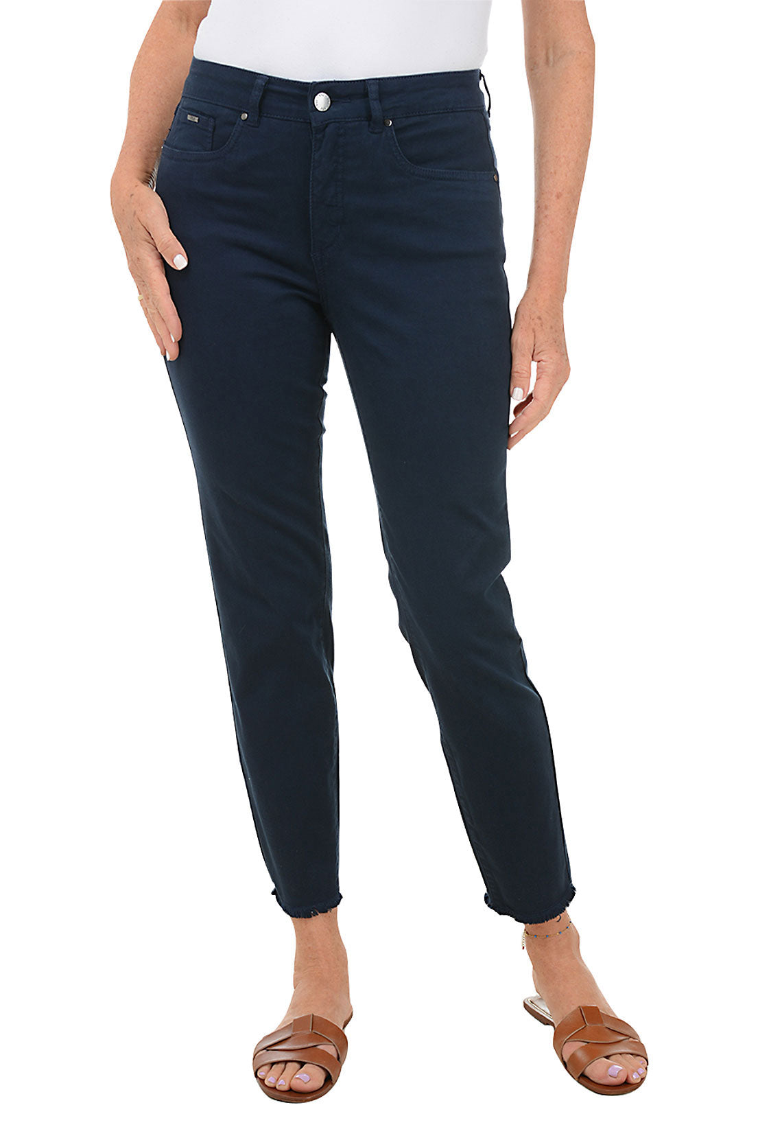 Olivia Frayed Twill Ankle Pant