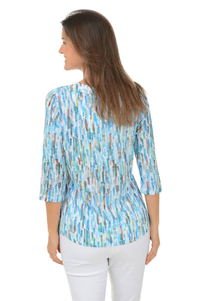 Blue Glass Notched Neck Top