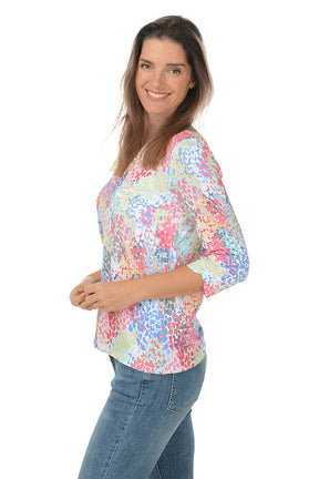 Spectral Ruched 3/4 Sleeve Top