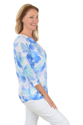 Blue Watercress Notch Neck Knit Top