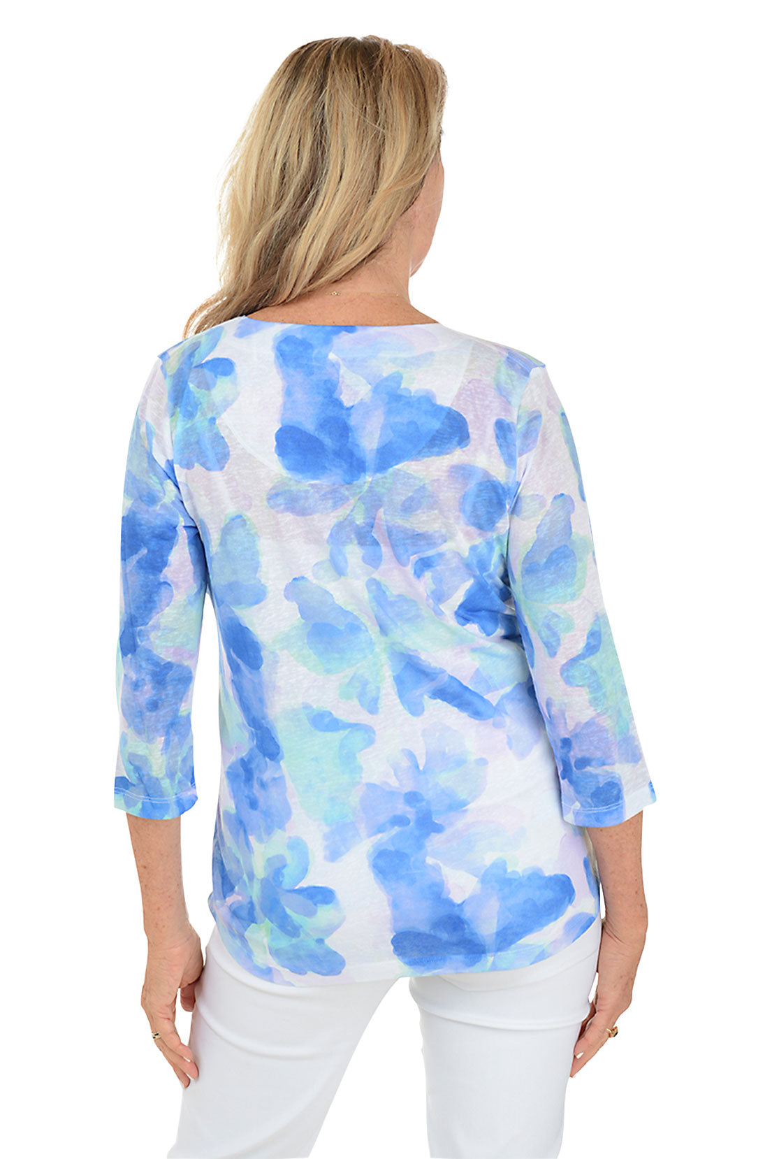 Blue Watercress Notch Neck Knit Top