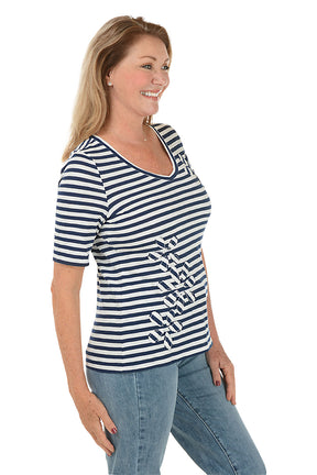 Striped Flower Applique Tee