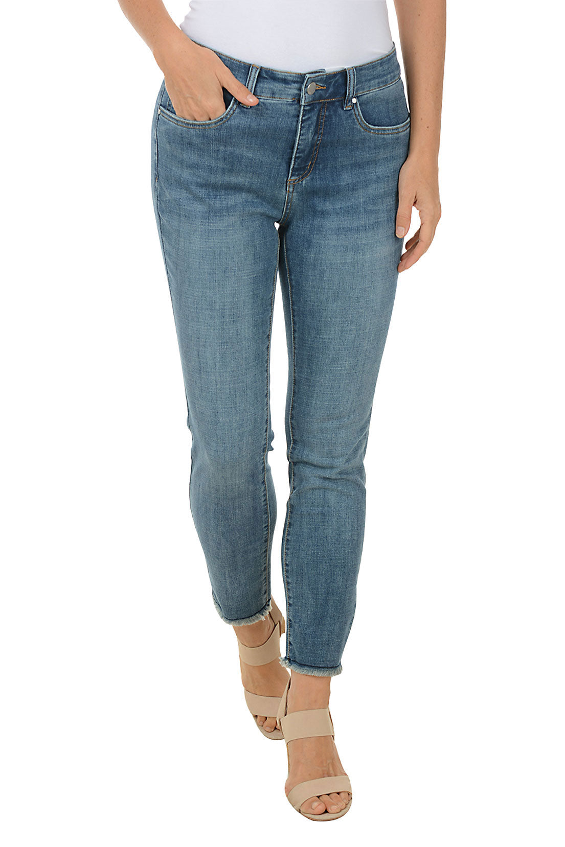 Christina Frayed Slim Denim Ankle Pant