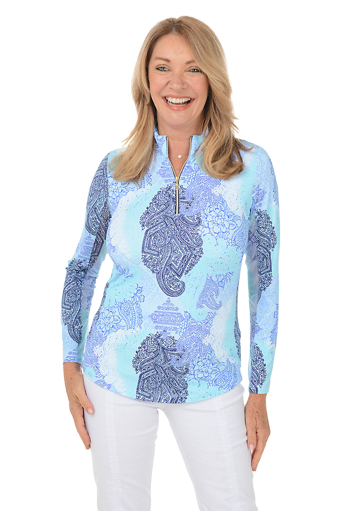 Blue Paisley UPF50+ Sun Shirt